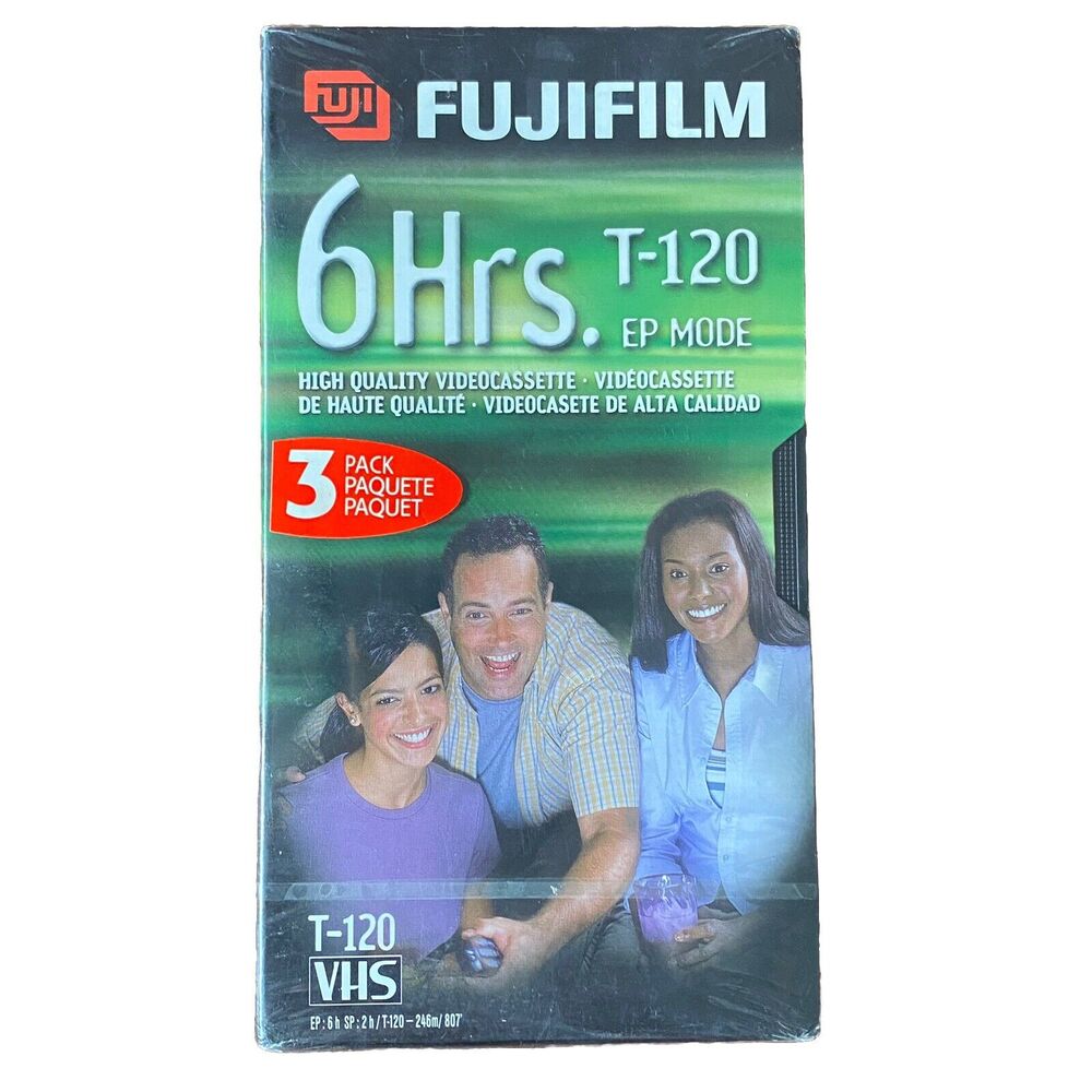 Fujifilm HQ High Quality VHS Blank Tape T-120 6 Hour New Sealed Pack Of 3